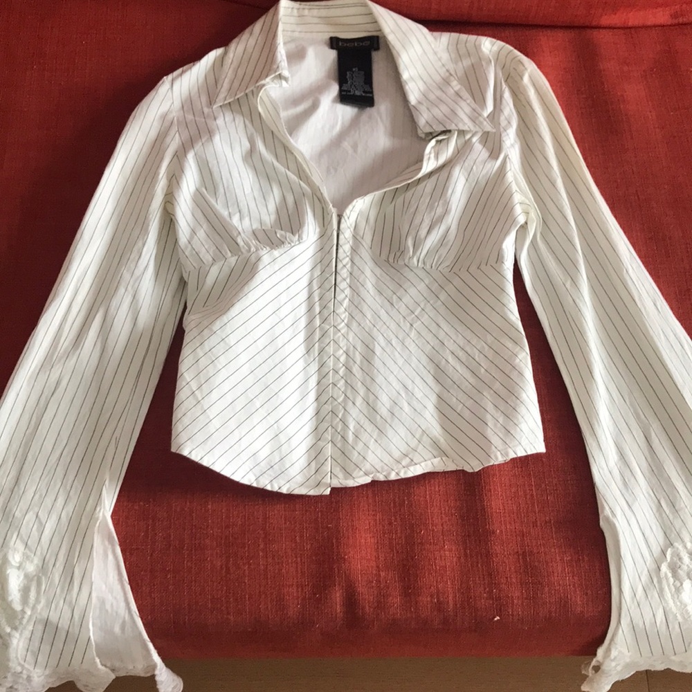 Bebe Blouse with Lace Sleeves Size XS